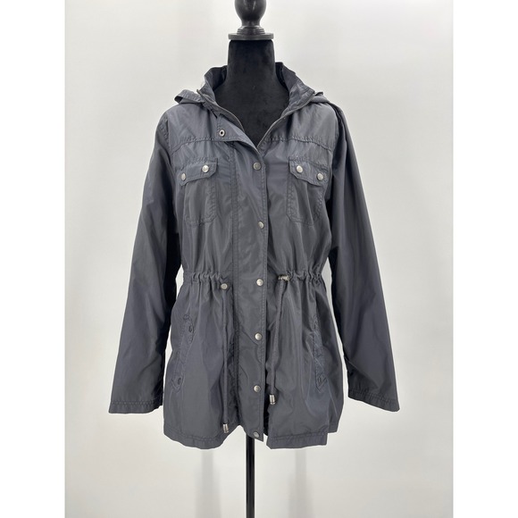 Merona Women's Gray Water Resistant Hooded Utility Anorak Jacket XL - Picture 1 of 6